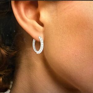 NWT Lab Created Sapphires Sterling Silver Hoop Earrings